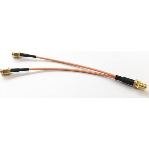 SMA female nut to 2X RP SMA plug Y type Splitter Combiner Pigtail cable RG316 15CM 6" for wifi router