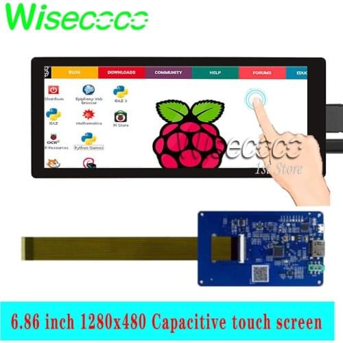 Wisecoco 6.86 inch Stretched Bar Lcd Screen With Touch Control Board Car Video Display Raspberry Pi 3 Pi 4 Monitor