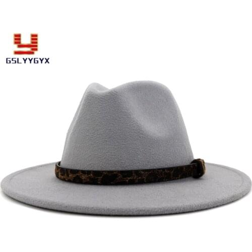 Fall Winter Women Men Hot Sell 19 Colors Woolen Felt Fedora Hat Wide Brim Jazz Panama Green White Black Red Hat and Caps