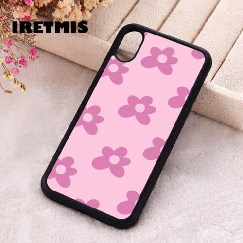 Iretmis 5 5S SE 2020 Phone Cover Case for iPhone 6 6S 7 8 Plus X Xs XR 11 12 Mini Pro Max Silicone flowers pattern Inspired pink