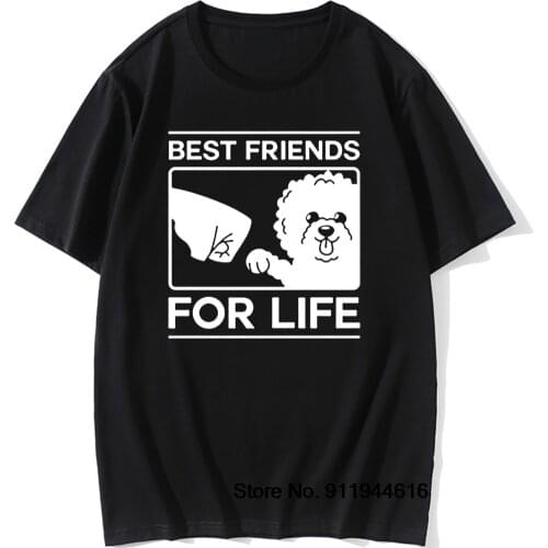 Funny Best Friends For Life Bichon Frise Dog T Shirts Graphic Vintage Fun Cotton Short Sleeve O-Neck Harajuku T-shirt