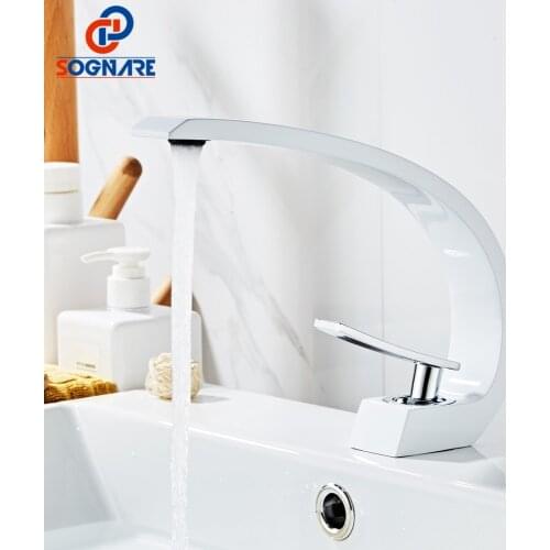 SOGNARE Basin Bathroom Faucet Sink Mixer Hot Cold Water Tap Waterfall Taps Basin Faucet Brass Mixer Water Crane Single Handle