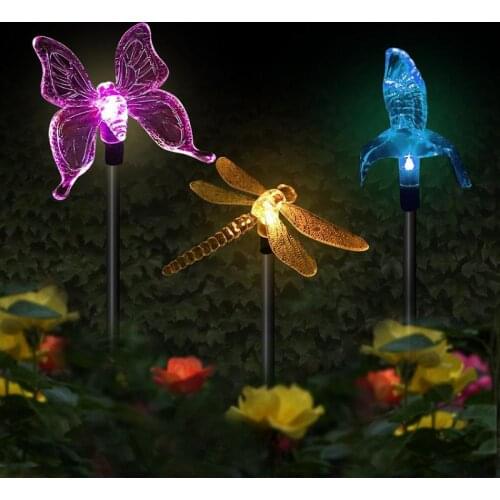 Solar LED Float Lamp 7 Color Change Butterfly Dragonfly Shape Creative Outdoor Garden Swimming Fountain Pool Underwater Light