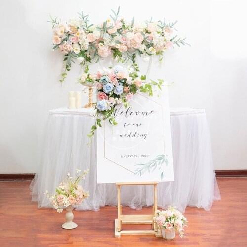 DIY wedding props wedding welcome card flowers hotel water sign creative sign floral decoration road lead flores artificial wall