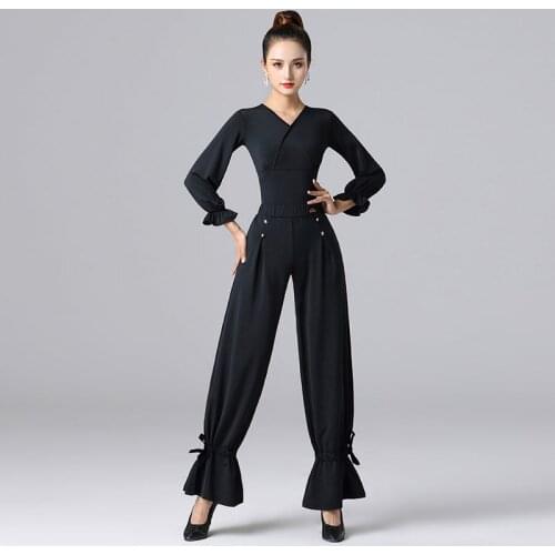 2020 New Latin Dance Costumes For Women Long Sleeve Tops Latin Pants Suit Latin Rumba Samba Tango Practice Clothes Wear DQS5575