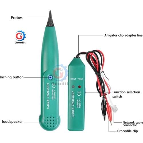 MS6812 cable tester 1.5kHZ network cable telephone line checker (green, ABS, 28.30*12.50*4.70cm cloth packaging