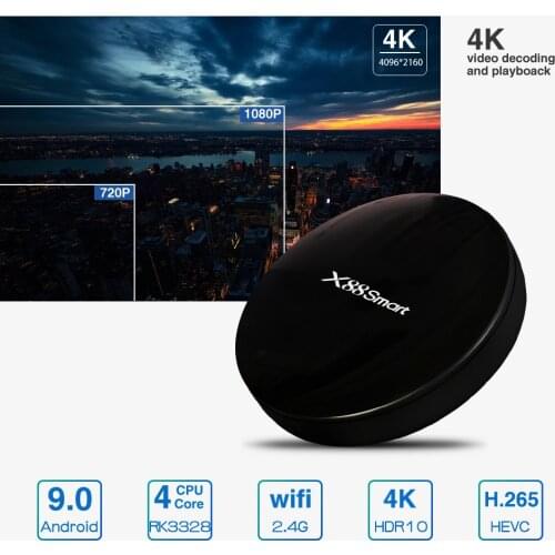 X88 Smart TV BOX 4G DDR4 32GB 2.4G Android 9.0 RK3328 Quad Core High Speed 2.4G WIFI 4K 4K VP9 Set Top Box