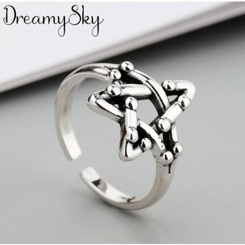 Punk Vintage Star David Ring For Women Men Adjustable Size Geometric Rings Exquisite Creative Jewelry Wholesale 2021