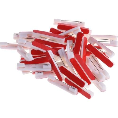 XRHYY 50 Pcs White Self-adhesive Bar Safety Pins for ID Badge Crafting Adhesive Badge Crafting Pins Nametags Ribbons Tags
