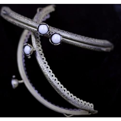 50PCS 10.5cm Ruffled Arch Purse Bag Frames Metal Kiss Clasps Clutch Buckle Lock White Lotus Head Handbag Handle Luggage Hardware