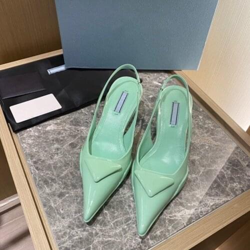 Pointed Cat Heel Womens Shoes 2021 New Sandals European And American Catwalk Models Inverted Triangle French Small Seels