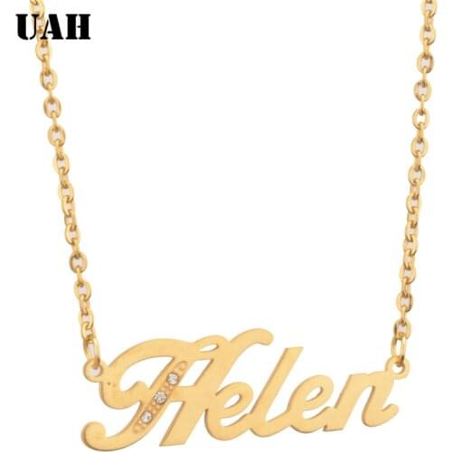 UAH Helen Name or Customize Letters Necklaces for Women Gold Name Fashion Jewelry Necklaces Collares Collier Girlfriend Gift