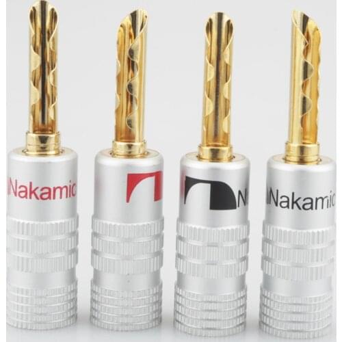 100pcs Banana Connectors Excellent New 24K Gold Nakamichi BFA Banana Plugs For Audio Video Speaker Connector Black Red Color