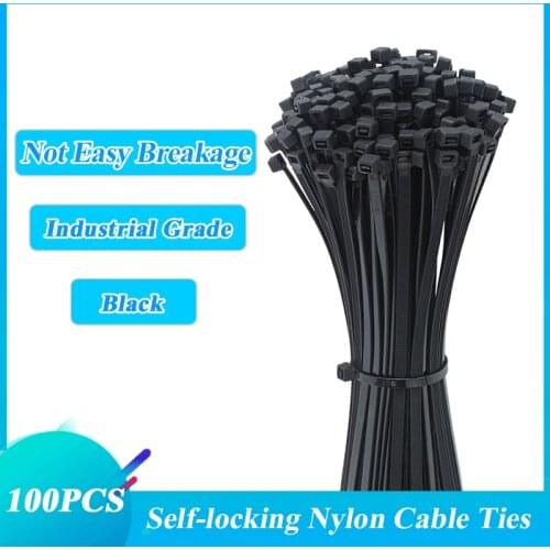 100pcs/bag Assorted Self-locking Nylon Cable Ties Wire Wrap Zip Ties Fastening Strap Cable-Tie-Set Self-Locking Plastic Tie