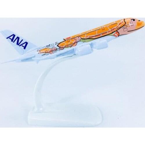 14CM 1/500 Scale A380 380 Japan ANA Airlines Orange Turtle KaLa Plane Aviation Model Alloy Aircraft collectible display souvenir