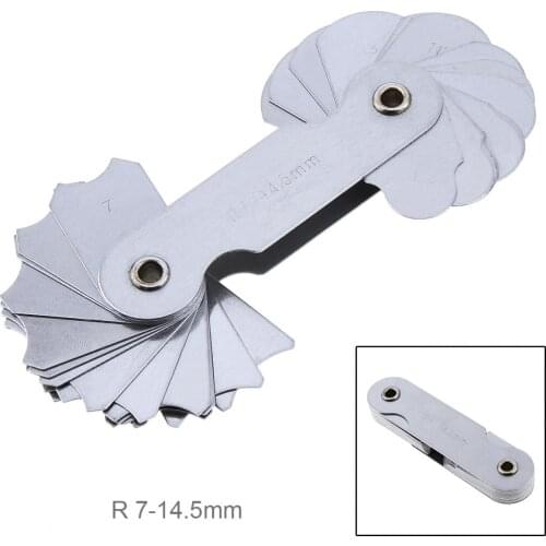 32pcs/set R7-14.5 A7C09 Stainless Steel Radius Gauge Sample R Gauge with 7-14.5 Blades Range for Industrial Measurement
