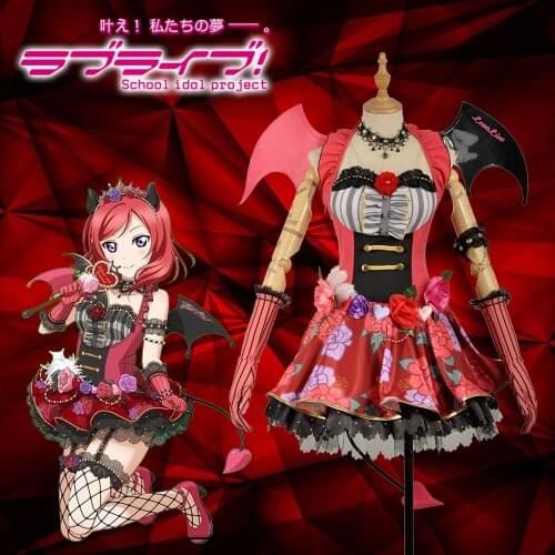 Anime Love Live! Nishikino Cosplay Costume Maki Little Devil Demon SR Awakening outfit For Adult Women Wings Tail Halloween Cos