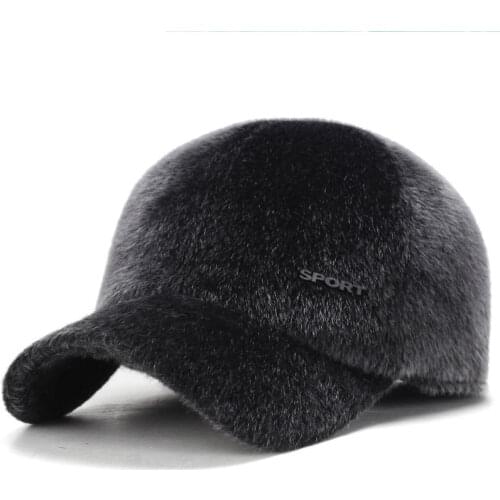 Unisex Women Mens Warm Trucker Cap Winter Autumn Imitation Mink Hair Baseball Cap Men Ear Protection Snapback Hat Casquette