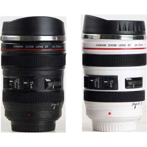 2021 creative personality stainless steel cup coffee cup mug of milk cup lens cup Caniam custom simulation