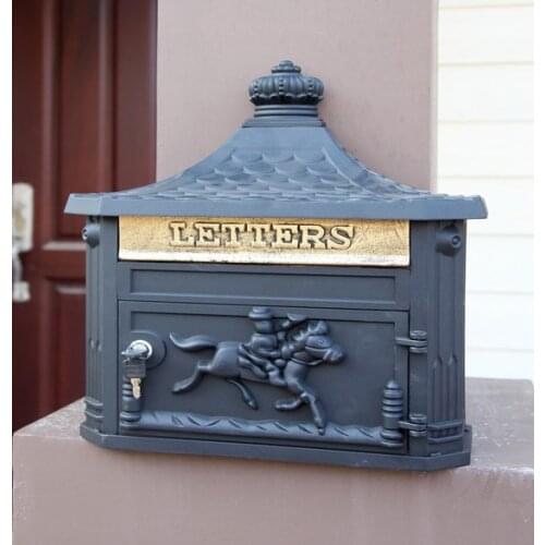 Black Apartment Vintage Garden outdoor mailbox multi-color Wall hanging Garden decorations Cast Iron postbox newspaper mailbox