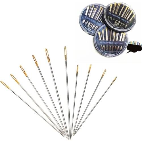 DoreenBeads 30Pcs/Set Stainless Steel Sewing Needles Golden Head Sewing Pins Box Set Home DIY Craft Household Sewing Accessories