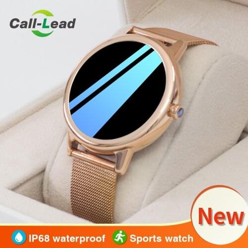 E-1-0 Ultra Thin Full Touch Screen Sports Tracker Fitness Smart Watch for Leather Stainless Steel Band Women Smartwatch