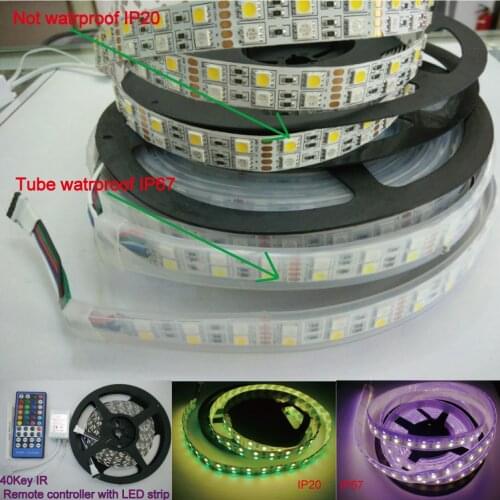 5M 120led/m Double Row Waterproof IP67&IP20 5050 SMD RGBW (RGB+white) RGBWW (RGB+Warm White) Flexible LED Strip DC12V 600LED kit
