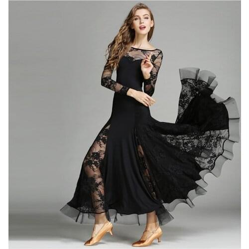 Modern Dance Costume Women Lady Waltzing Tango See-through Dancing Dress Ballroom Costume Evening Party Dress