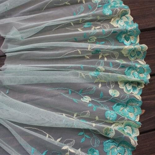 10"25cm wide (3yards/lot)DIY Craft Embroidered Floral Tulle Lace Trim, Mesh Embroidery Lace Trim
