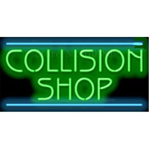 Collision Shop Real Glass Tube neon sign Pub Club Handcrafted Automotive signs Shop Store Business Signboard signage 17"x14"