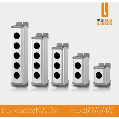 LANBOO 16/19/22mm metal push button switch waterproof box 1 2 3 4 5hole Aluminium Alloy box with Outdoor power control Box