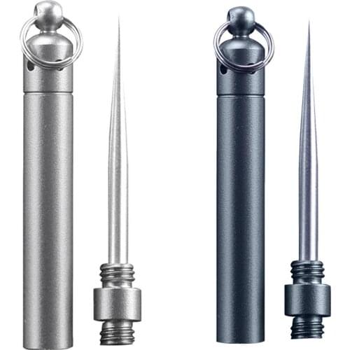 Multifunctional Outdoor Edc Portable Titanium Toothpicks Bottle Fruit Fork Camping Tool Toothpick Tube Stronger Toothpicks Tools