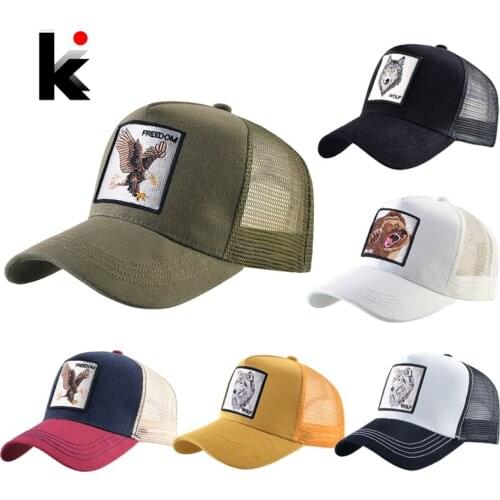 Mens and womens baseball caps, hip-hop hats with animal patches, streetwear, womens truck hats, breathable sun visors