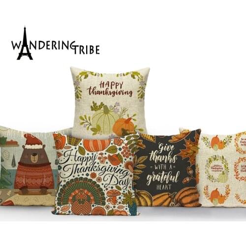 Pillow Case Pillow Nordic Cushion Child Cushion Pillow Cartoon Pillow Christmas Pillowcase Pumpkin Cushion Linen 45x45cm Square