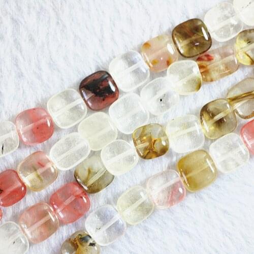 New watermelon tourmaline crystal stone 10*10mm best sale square loose beads diy jewelry making 15" B488