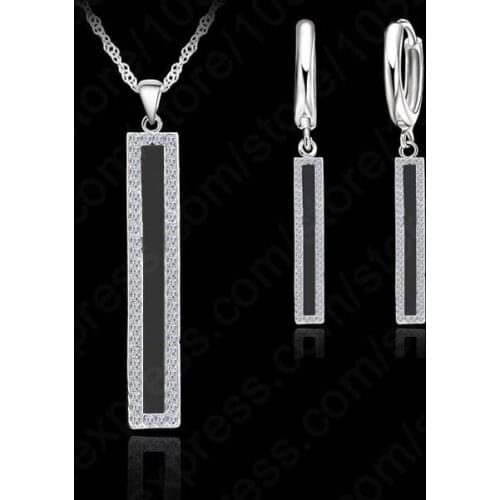 New Arrival Fast Shipping 925 Sterling Silver Oil Pendant Necklace/Earrings Set For Women Wedding Party Jewelry Set
