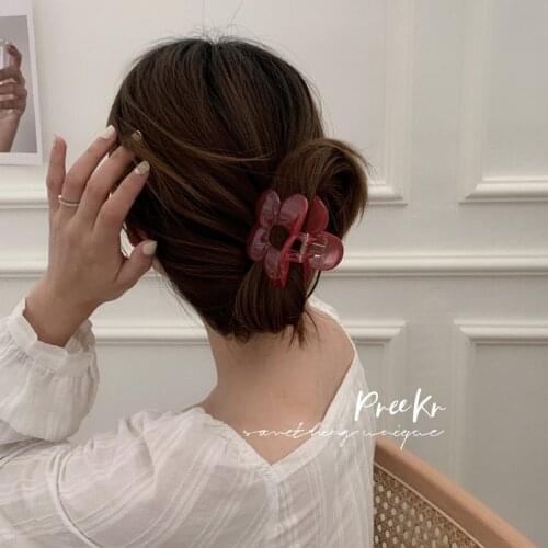 New all-match sweet flower cute catch clip, curled hair, catch clip, flower hair clip, age-reducing girls heart