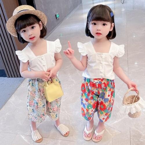 Toddler Girls Clothing Vest + Floral Short Girls Clothing Casual Style Costumes For Girls Summer Childrens Tracksuit
