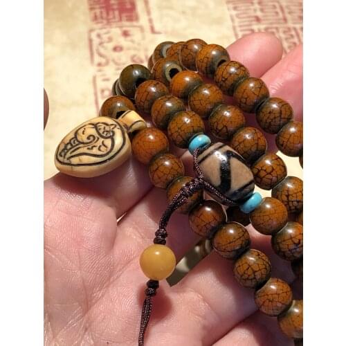 Wholesale Natural Aged Bodhi Men Collection Necklace Beads Rosary Multi-Circle Bracelet with Old Antlers Hand-Carved