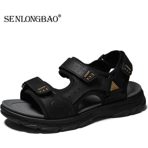 Hot Sale Summer Beach Mens Sandals Handmade Genuine Leather Sandals Outdoor Non-slip Wading Shoes Comfortable Men Casual Shoes