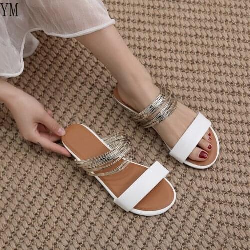 Plus 35-43 Womens Slippers Female Summer Fashion Flat Sandals Ladies Outdoor Leisure Comfort Open Toe Sandals Flat With