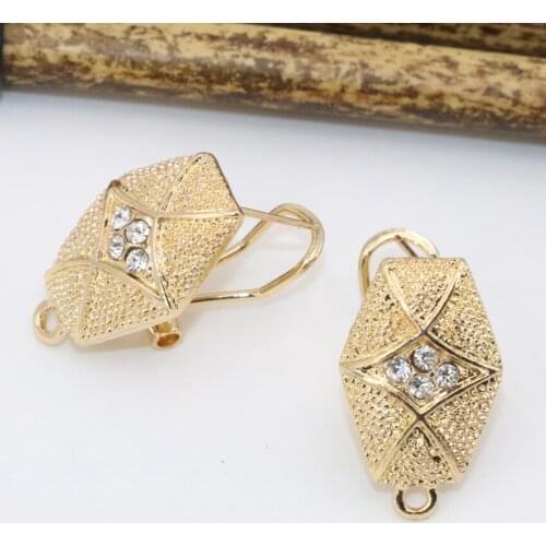 15*20mm stud earrings high quality gold-color frost matte rhinestone inlay one pair fashion women pretty gifts jewelry B2826
