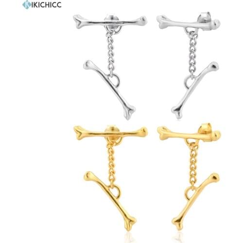 KIKICHICC 925 Sterling Silver Gold Geometric Irregular Stud Earring Sticker Chain 2021 Women Fine Jewelry Rock Punk Clips Gift