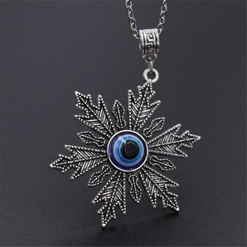 Turkish Devils Eye Blue Eyes Necklace Female Palm Key Snowflake Rudder Modeling Necklace Jewelry Sweater Chain Pendant