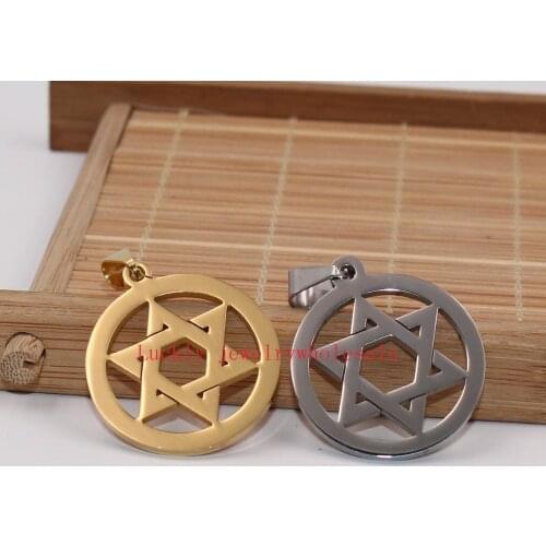Choose 1pcs Stainless steel star of David religious hexagonal star Charms Pendant no chain Gold Unisexs