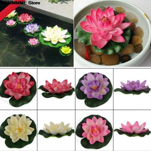 1 PCS Artificial Lotus Water Lily Floating Flower Pond Tank Plant Ornament Home Garden Pond Decoration