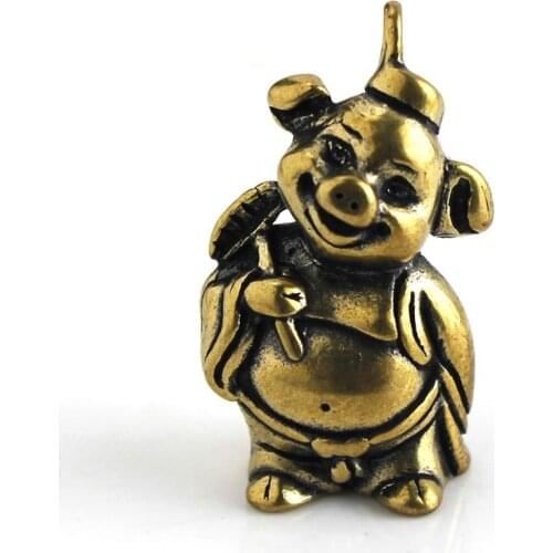 1pcs Brass Piggy Pendant The Journey To The West Animal Design Leather Bag Wallet Chain Decor Parts Pendant Jewelry