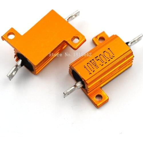 2PCS RX24 10W 50R 50RJ Wire Wound Resistor Metal Shell Aluminium Golden Resistor 10Watt 50 ohm Heatsink Resistance