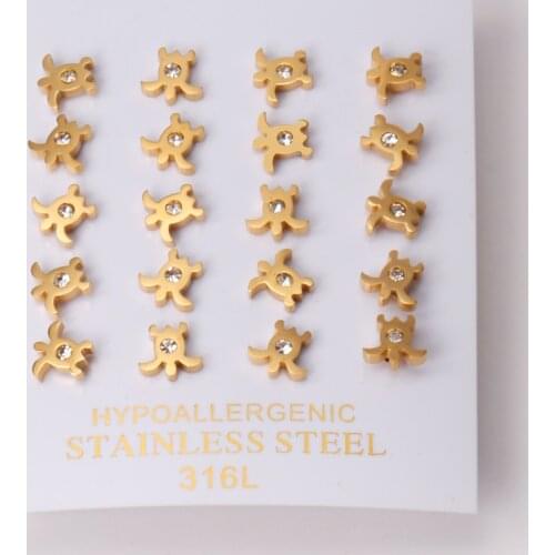 10 Pairs Baby Girl Small Earrings Wholsale Cute Style Tortoise Crystal Stud Earrings For Women 2021 Brinco bijoux femme