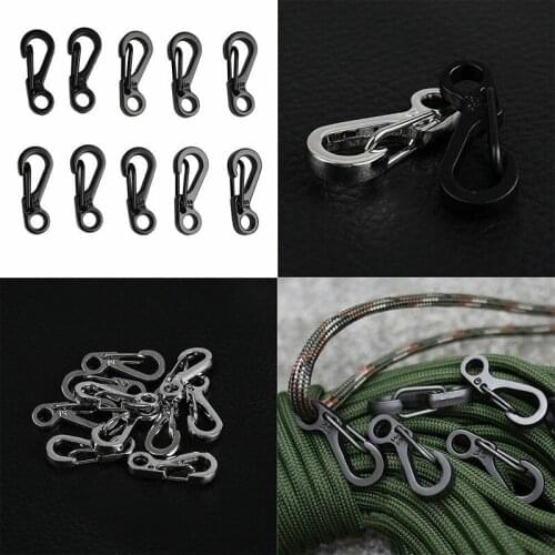 10pcs Carabiner Mini Stainless Steel Key Buckle Snap Spring Clip Hook Durable